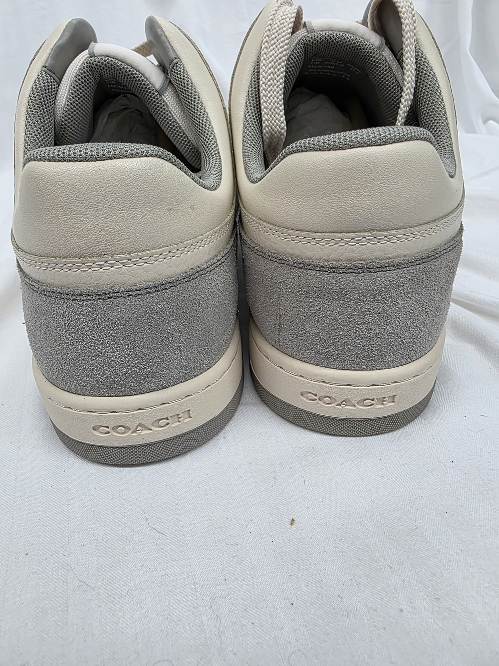 Coach Women’s Two-Tone Cream and Gray Leather Sneakers - Picture 4 of 10